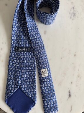 Hermes Pattern Print Silk Tie
